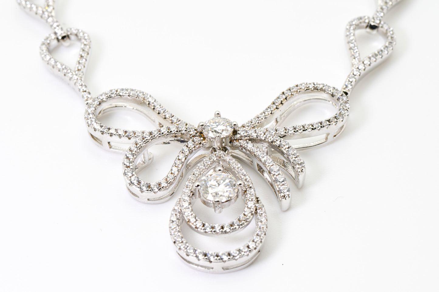 Unparalleled Elegant Butterfly, Bowknot, Wedding Engagement Moissanite Pendant Necklace, 925 Silver, Birthday, Anniversary, Christmas Gift.
