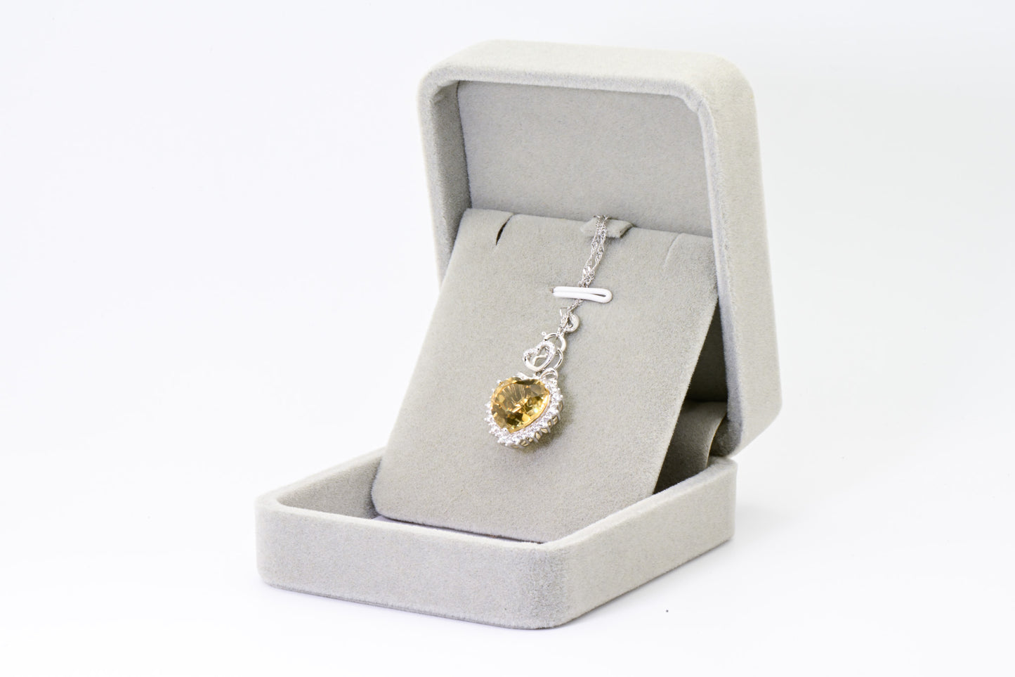Natural Citrine, Heart Pendant, Crystal Yellow Color, S925 Sterling Silver, Birthday Gift, Mother’s Day Gift, Anniversary, Xmas Gift for her