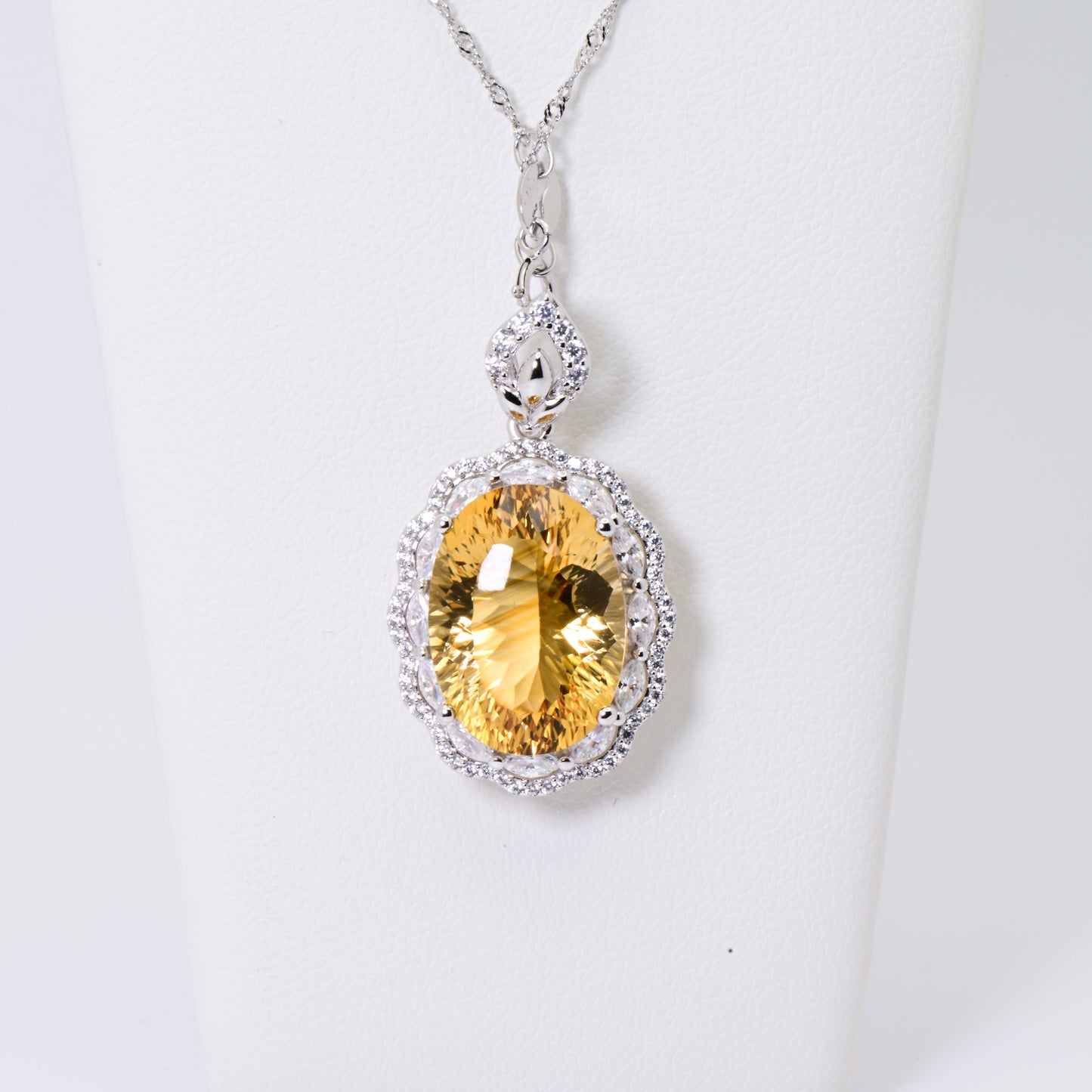 Natural Citrine Pendant, Yellow Crystal Necklace, 15-ct, S925 Sterling Silver, Birthday, Mother’s Day, Anniversary, Christmas Gift for her