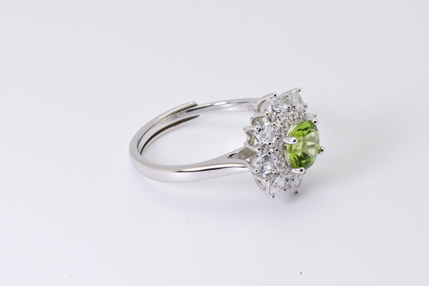 Natural Peridot Sunflower Ring, Green Color, S925 Sterling Silver, Birthday Gift, Mother’s Day Gift, Anniversary Gift, Xmas Gift for her