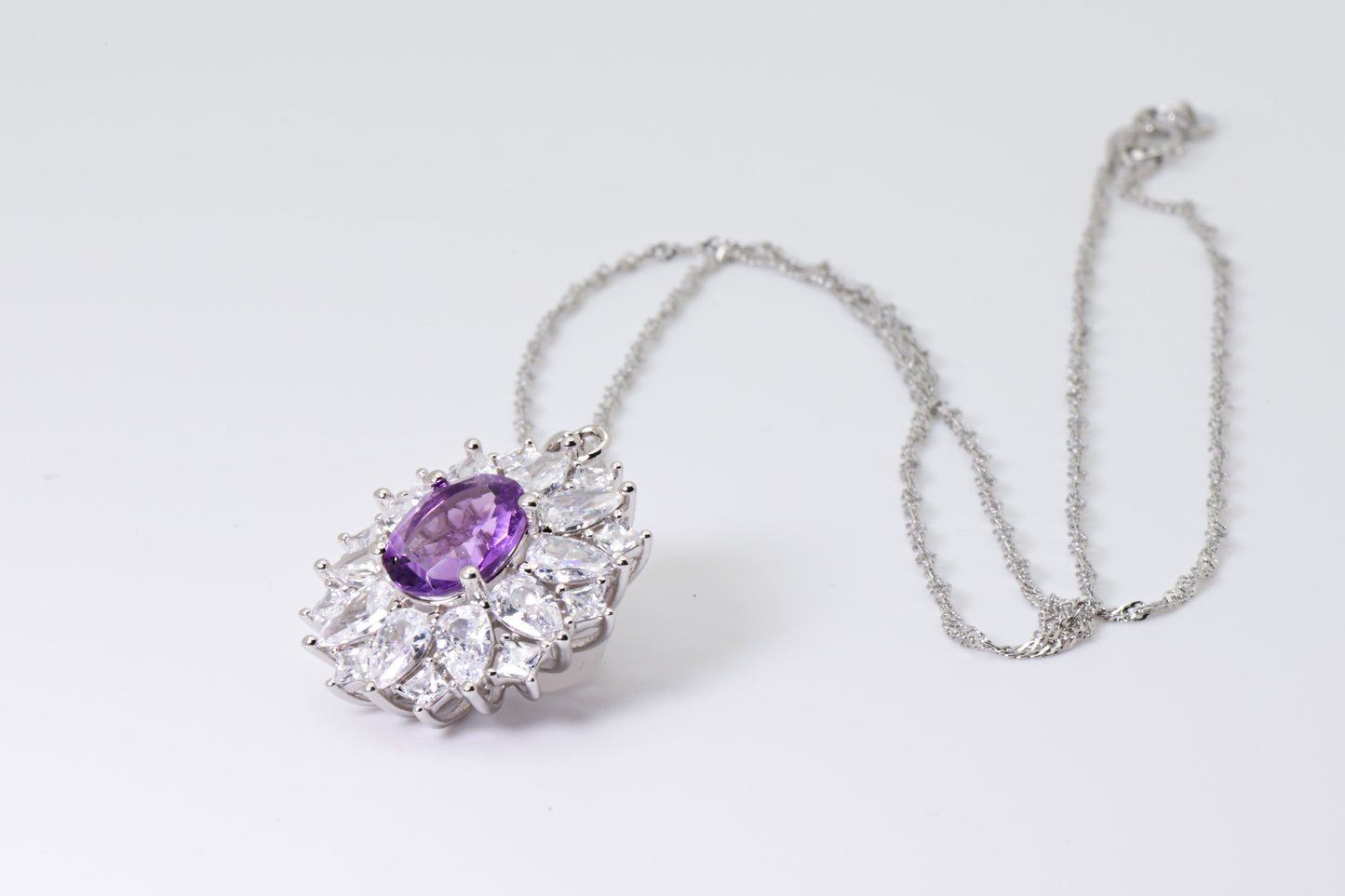Natural Amethyst Sunflower Pendant, Purple Crystal Color, S925 Sterling Silver, Birthday, Mother’s Day, Anniversary, Christmas Gift for her