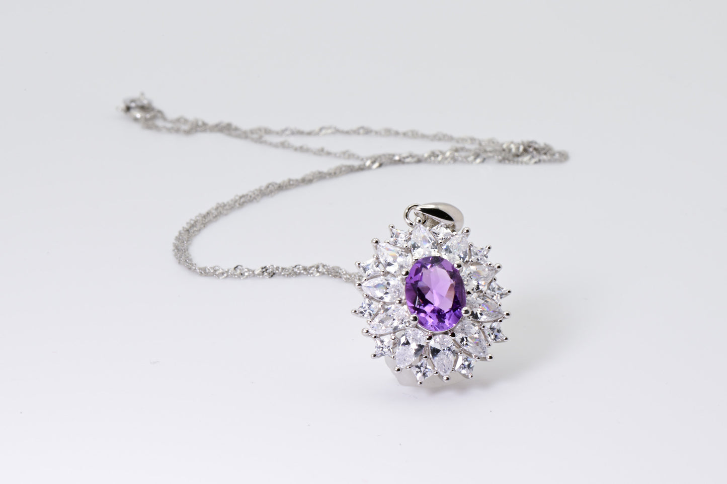 Natural Amethyst Sunflower Pendant, Purple Crystal Color, S925 Sterling Silver, Birthday, Mother’s Day, Anniversary, Christmas Gift for her
