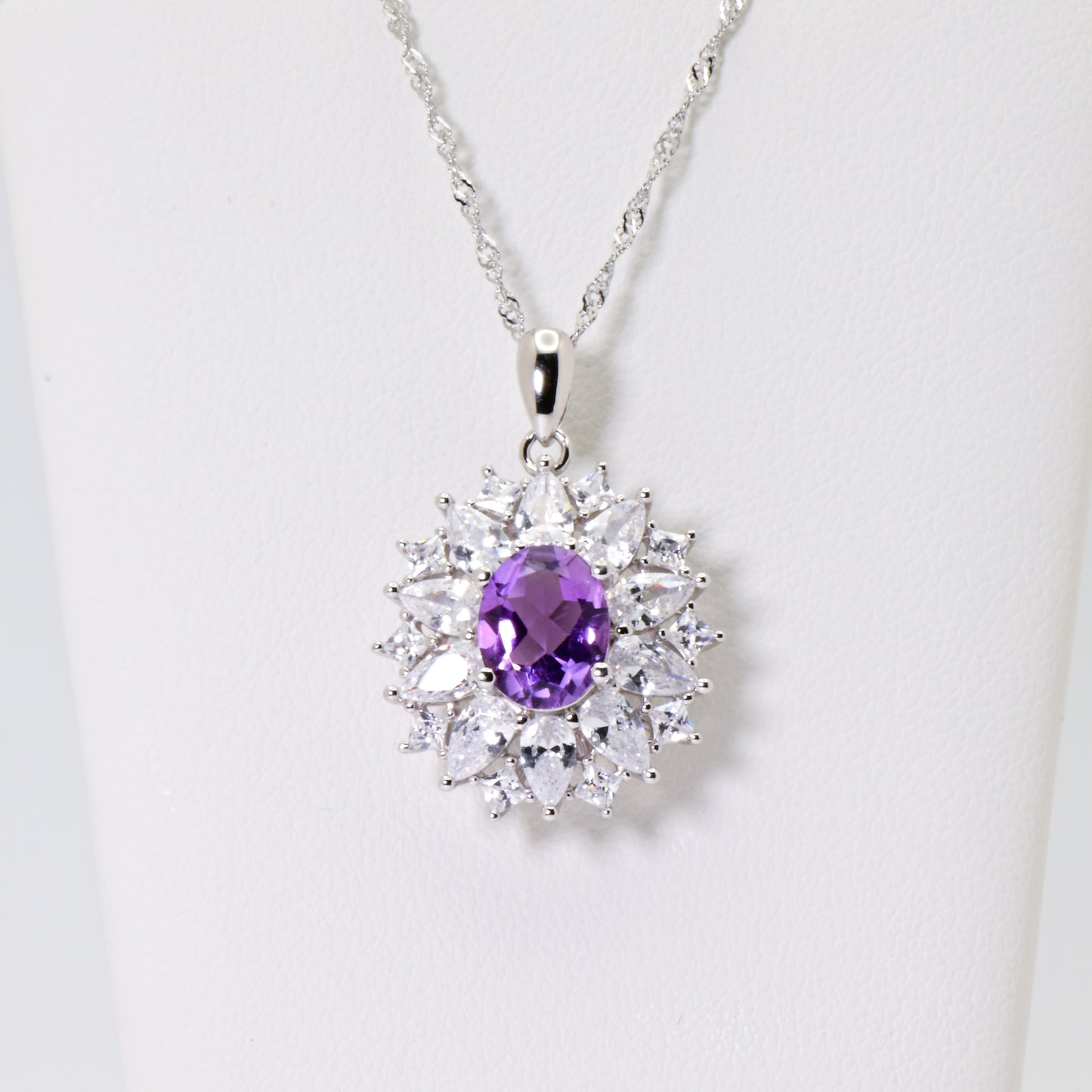 Natural Amethyst Sunflower Pendant, Purple Crystal Color, S925 Sterling Silver, Birthday, Mother’s Day, Anniversary, Christmas Gift for her
