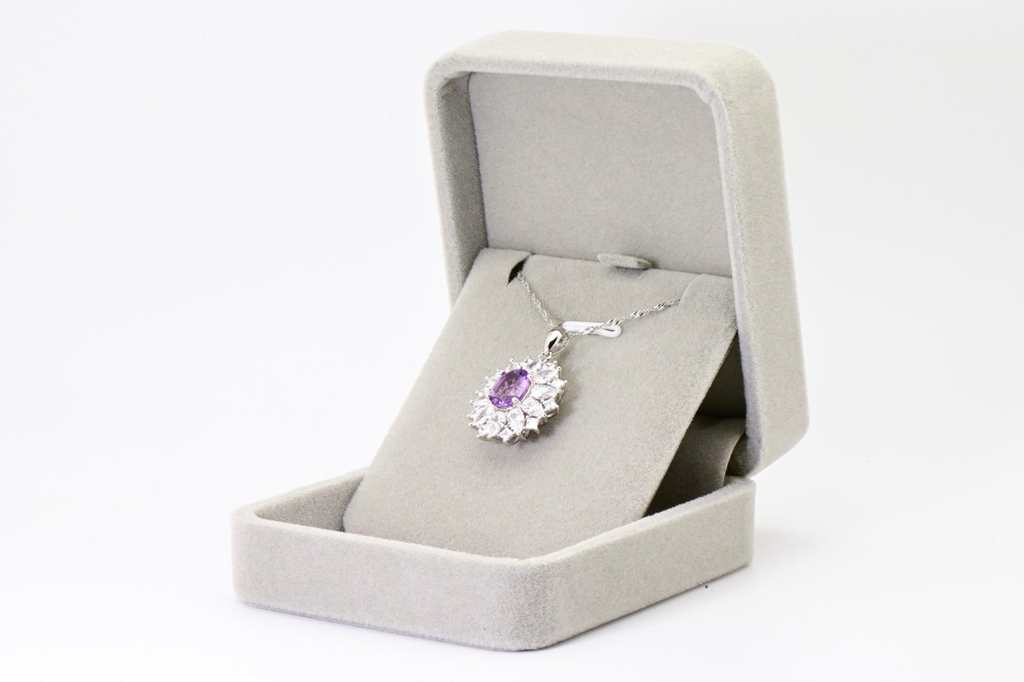 Natural Amethyst Sunflower Pendant, Purple Crystal Color, S925 Sterling Silver, Birthday, Mother’s Day, Anniversary, Christmas Gift for her