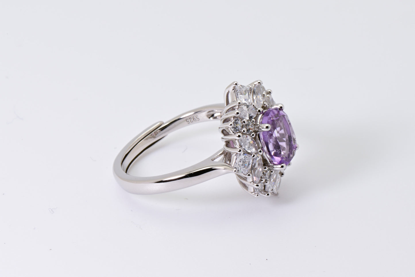 Natural Amethyst Adjustable Ring, Purple Cystal, S925 Sterling Silver, Birthday, Mother’s Day, Anniversary, Christmas Gift for her
