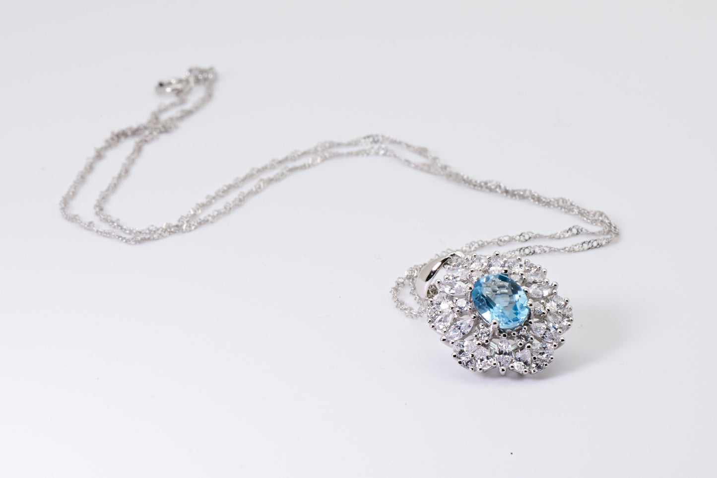 Natural Topaz Luxury Pendent, Ocean Blue Color, S925 Sterling Silver, Birthday Gift, Mother’s Day Gift, Anniversary Gift, Xmas Gift for her