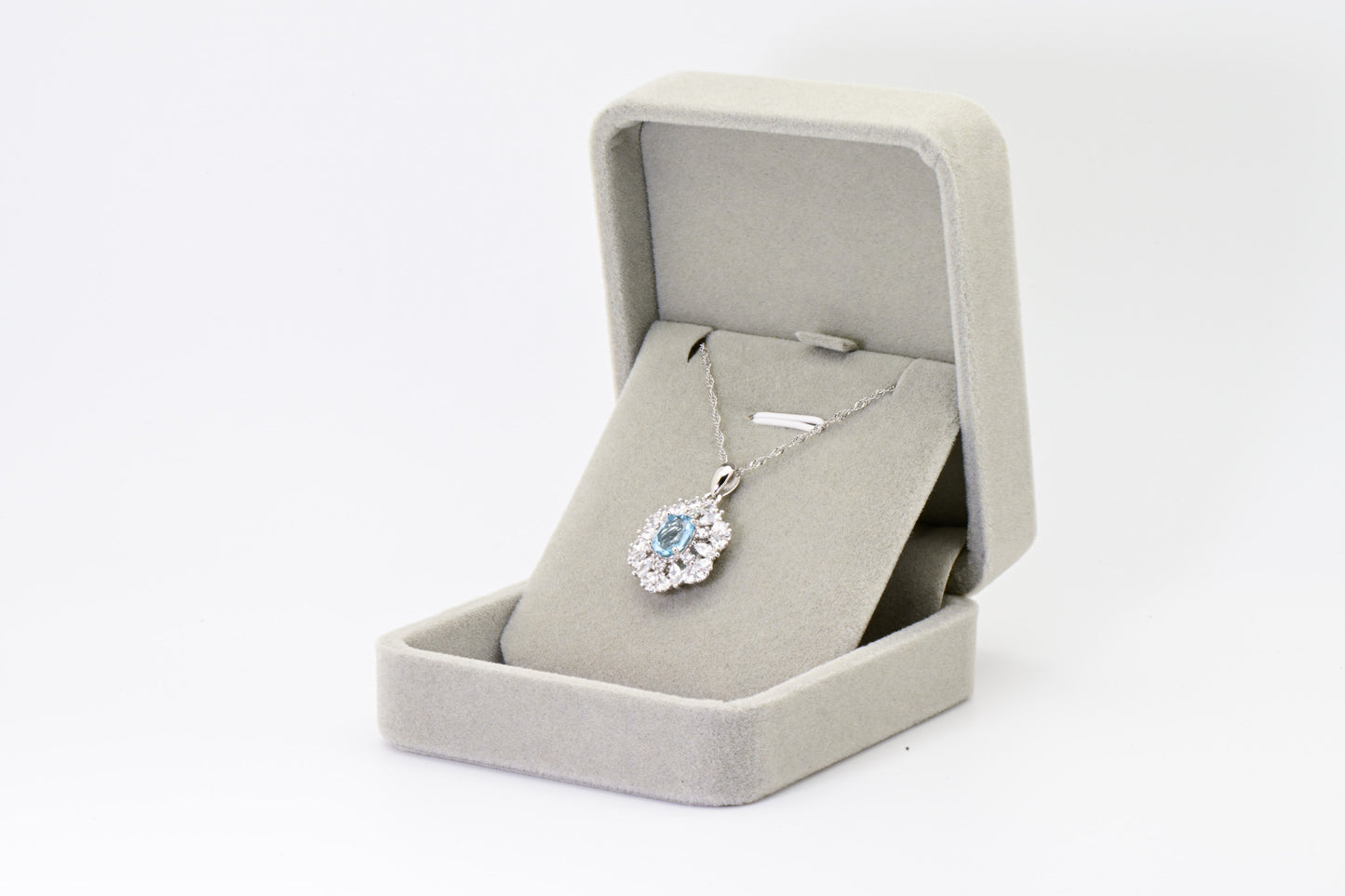 Natural Topaz Luxury Pendent, Ocean Blue Color, S925 Sterling Silver, Birthday Gift, Mother’s Day Gift, Anniversary Gift, Xmas Gift for her