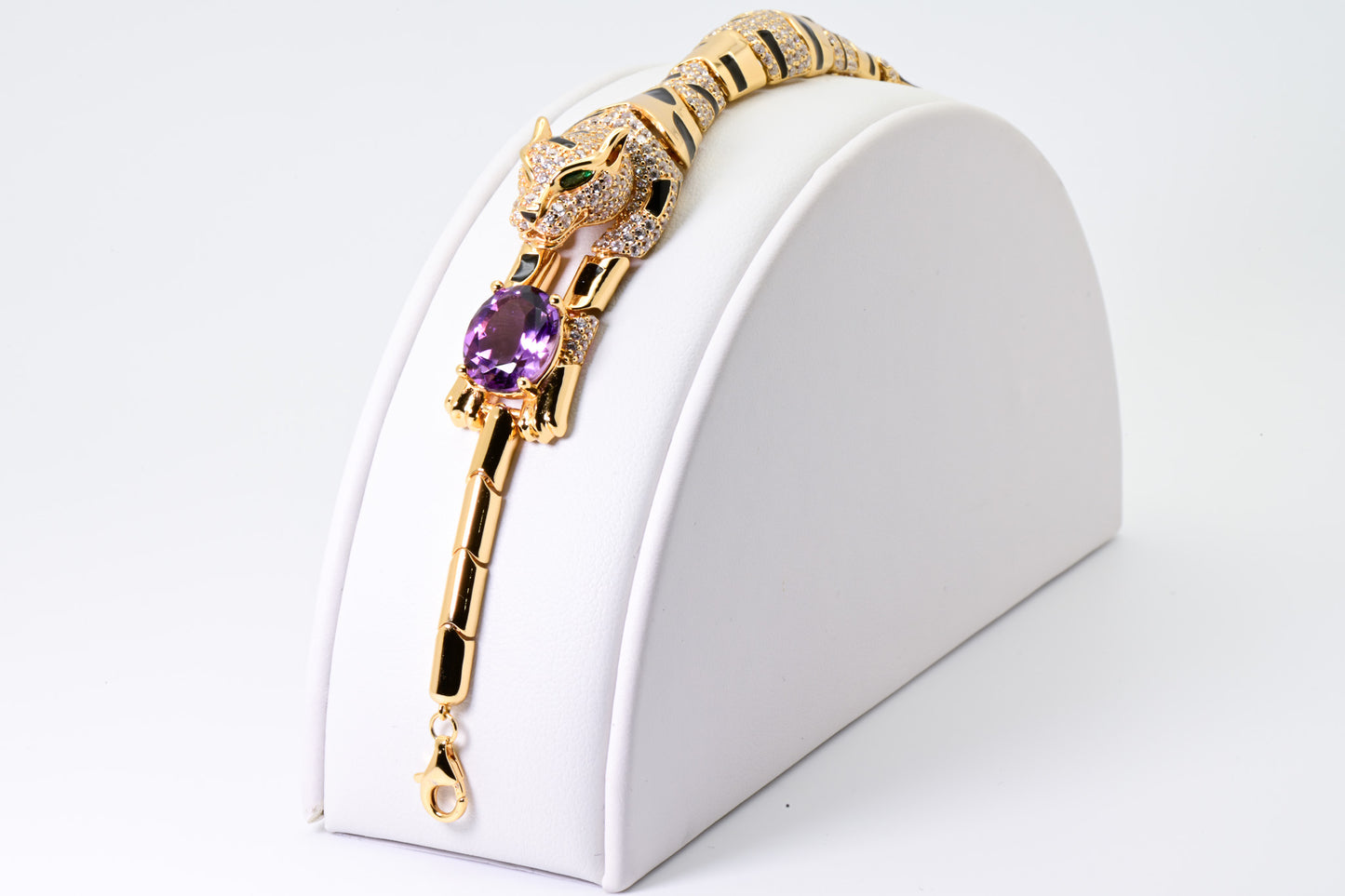 Natural Amethyst Jaguare Bracelet, Purple Crystal Color, S925 Sterling Silver, Birthday, Mother’s Day, Anniversary, Christmas Gift for her
