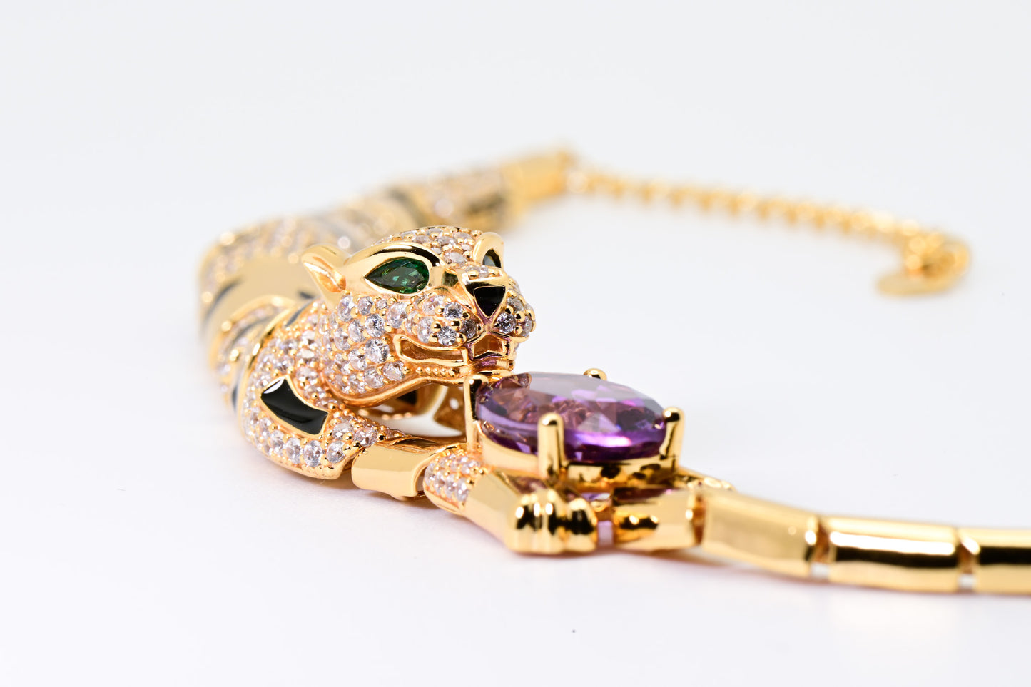 Natural Amethyst Jaguare Bracelet, Purple Crystal Color, S925 Sterling Silver, Birthday, Mother’s Day, Anniversary, Christmas Gift for her