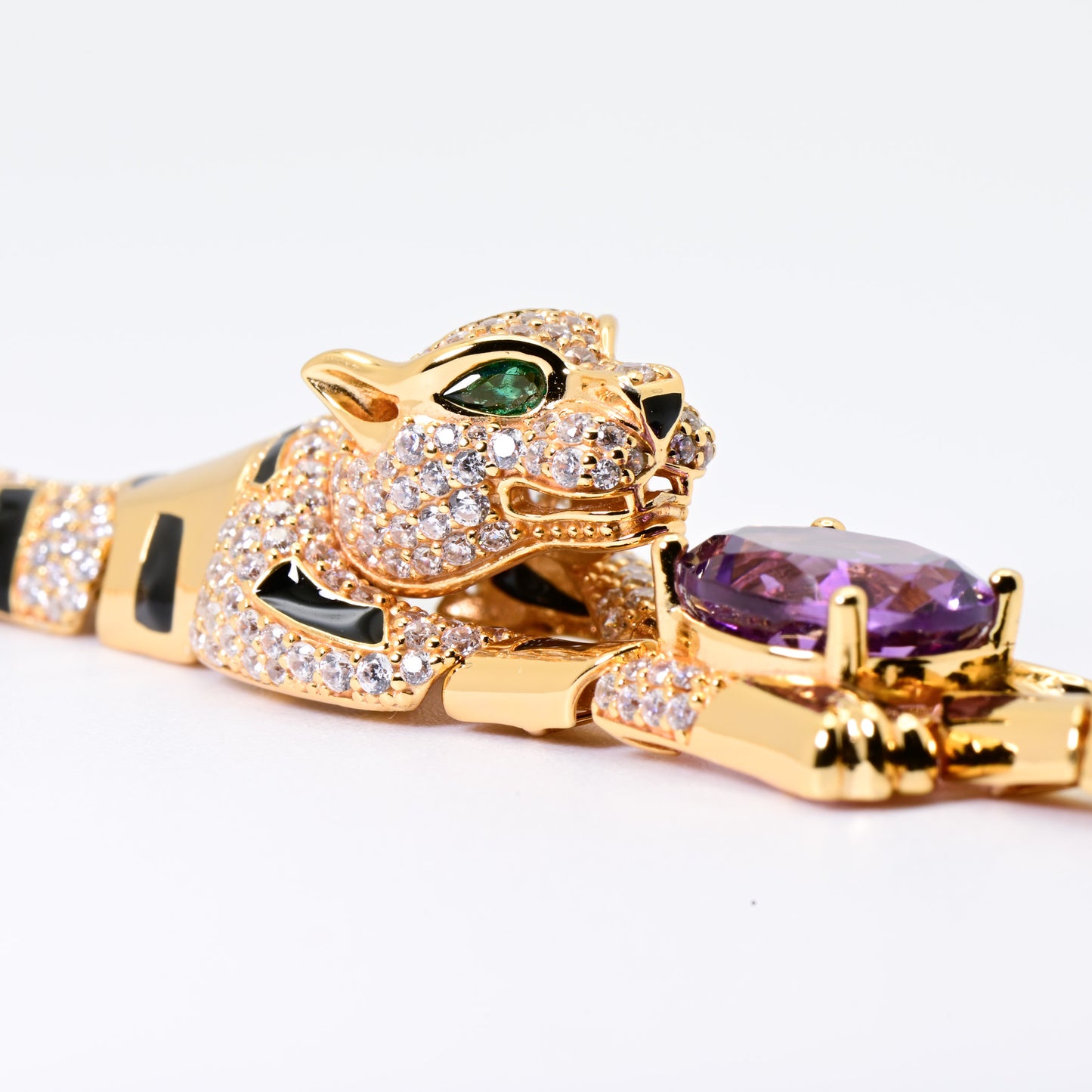 Natural Amethyst Jaguare Bracelet, Purple Crystal Color, S925 Sterling Silver, Birthday, Mother’s Day, Anniversary, Christmas Gift for her