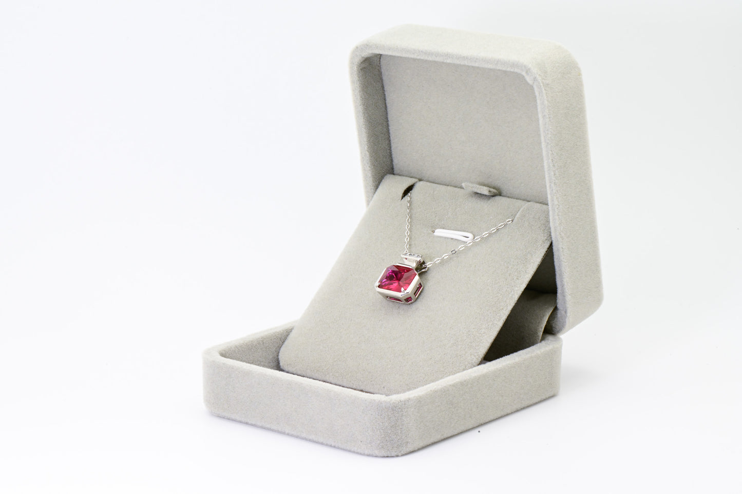 Cultured Ruby Pendant, Lab-Grown Red Color, S925 Sterling Silver, Birthday Gift, Mother’s Day Gift, Anniversary Gift, Christmas Gift for her