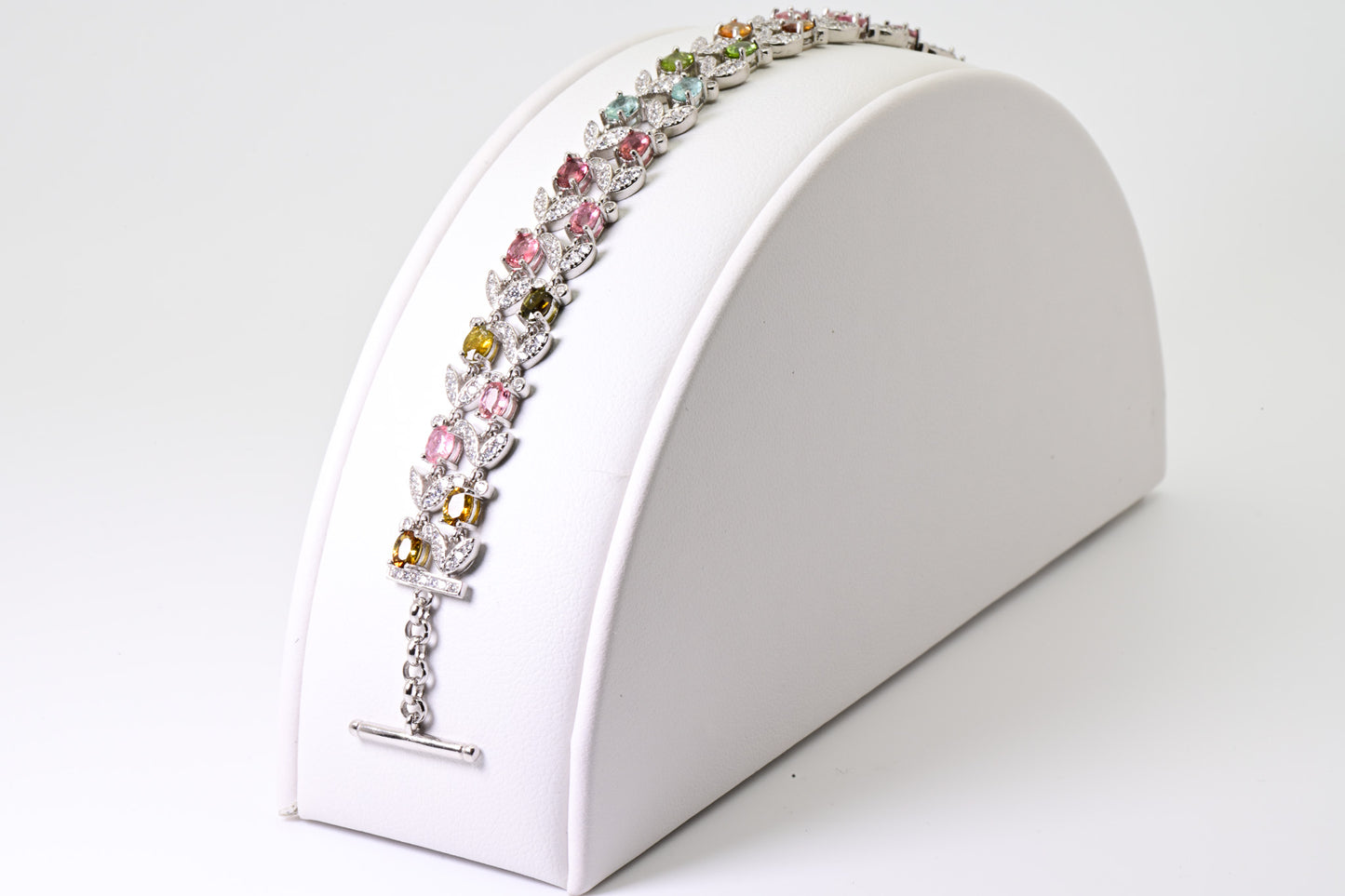 Natural Tourmaline Bracelet, Rainbow Color, S925 Sterling Silver, Birthday Gift, Mother’s Day Gift, Anniversary Gift, Christmas Gift for her