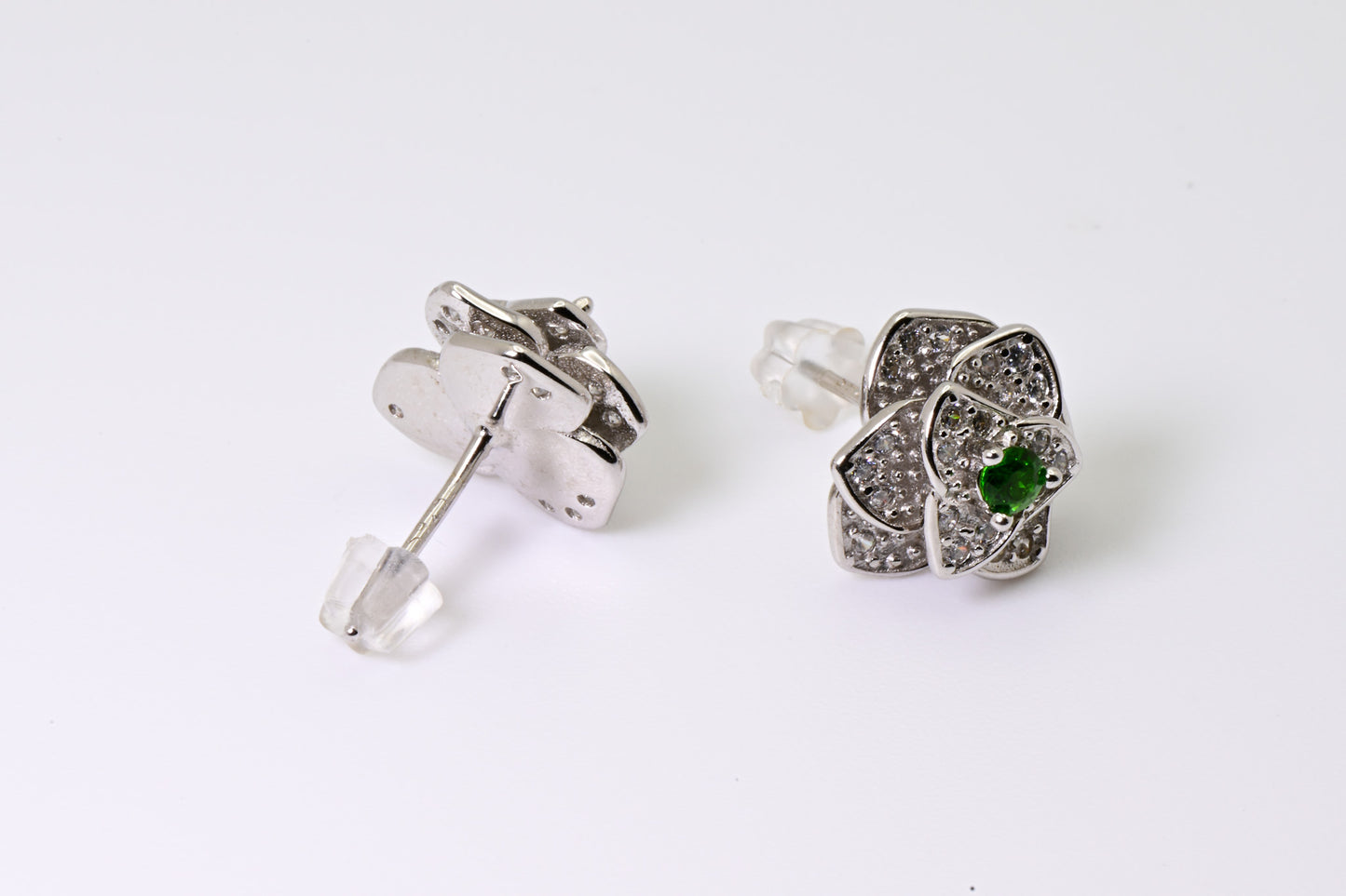Natural Sphene Flower Earrings, Green Color, S925 Sterling Silver, Birthday Gift, Mother’s Day Gift, Anniversary Gift, Xmas Gift for her
