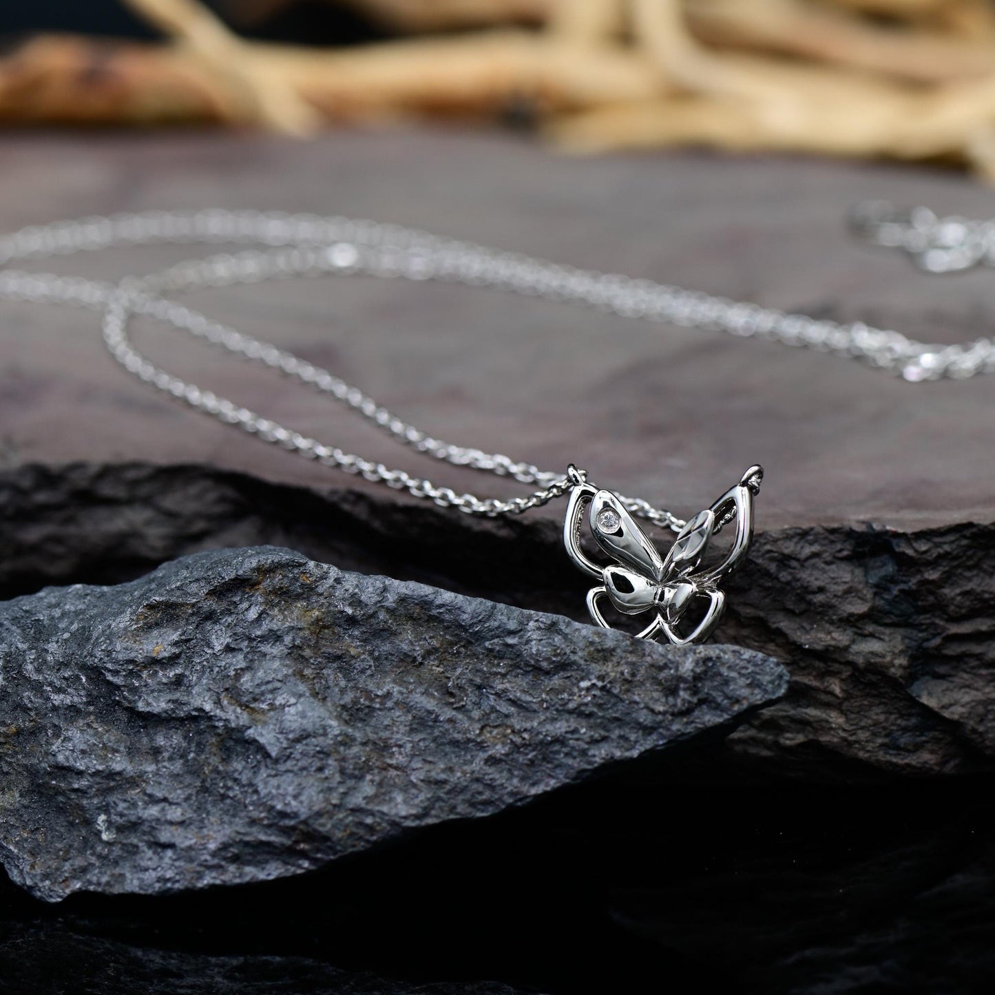 Butterfly Shadow Necklace Pendant, Diamond, Color D, VVS, 925 Silver, Birthday, Anniversary, Christmas Gift, Jewelry for Her.