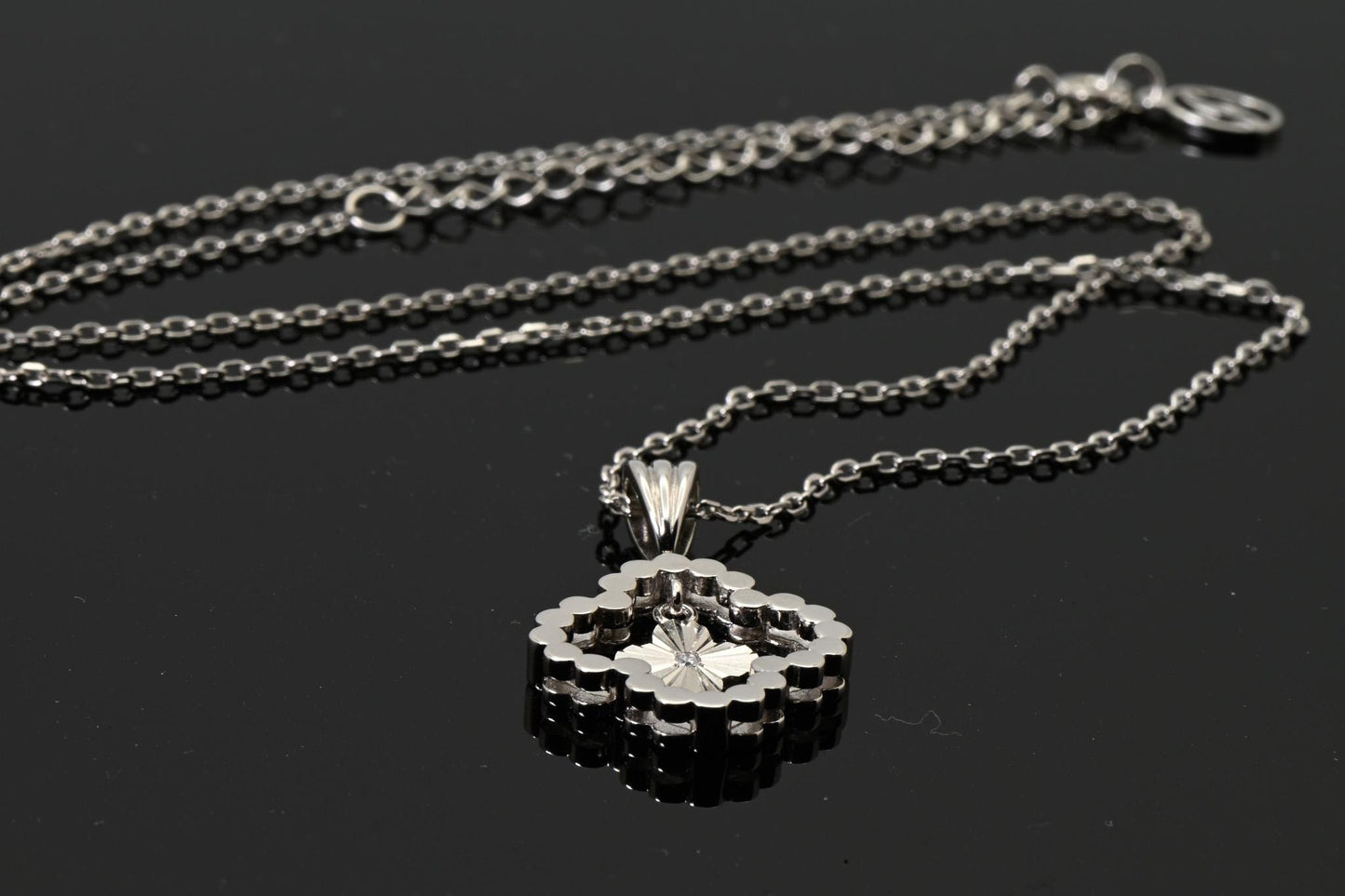 Lucky Four-Leaf Clover, with Diamond, Color D, VVS, 925 Silver, Necklace Pendant, Birthday, Anniversary, and Christmas Gift Jewelry for Her