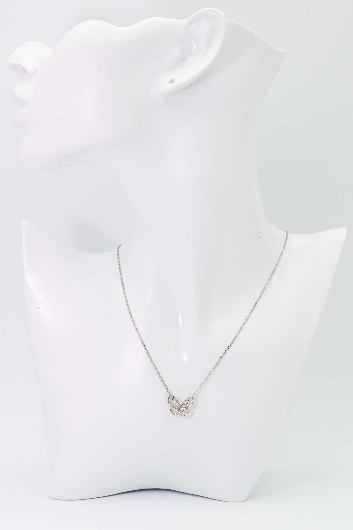 Butterfly Shadow Necklace Pendant, Diamond, Color D, VVS, 925 Silver, Birthday, Anniversary, Christmas Gift, Jewelry for Her.