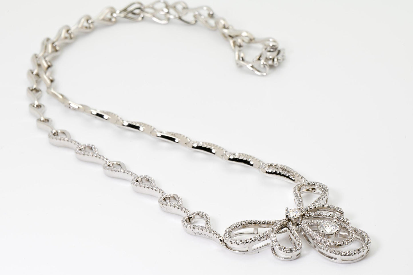 Unparalleled Elegant Butterfly, Bowknot, Wedding Engagement Moissanite Pendant Necklace, 925 Silver, Birthday, Anniversary, Christmas Gift.