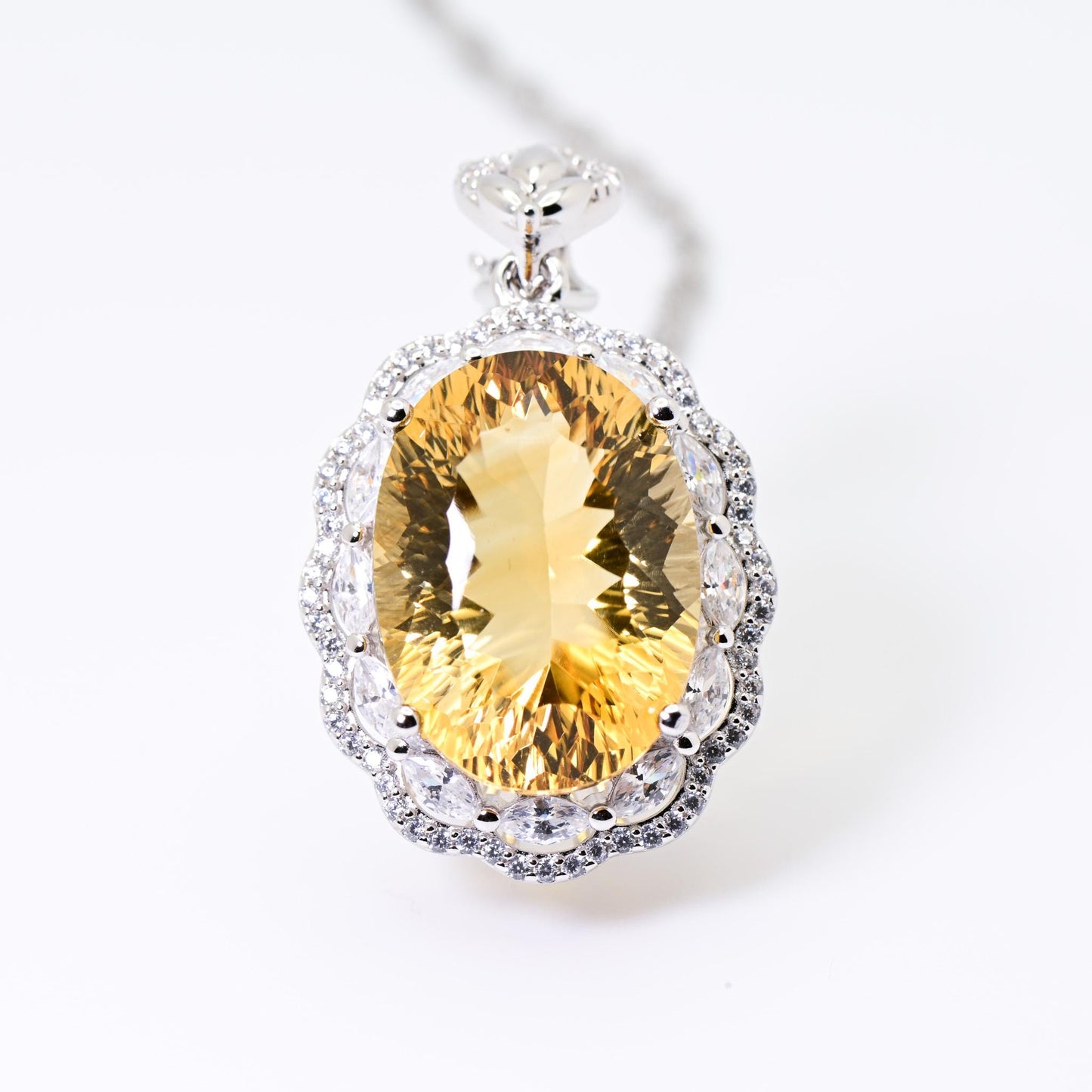 Natural Citrine Pendant, Yellow Crystal Necklace, 15-ct, S925 Sterling Silver, Birthday, Mother’s Day, Anniversary, Christmas Gift for her