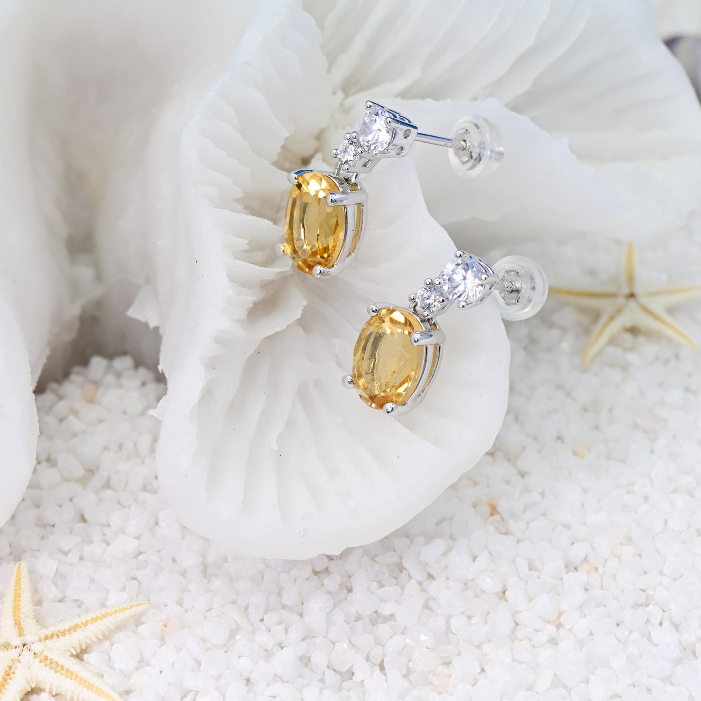 Natural Citrine Earrings, Crystal Yellow Color, S925 Sterling Silver, Birthday Gift, Mother’s Day Gift, Anniversary Gift, Xmas Gift for her