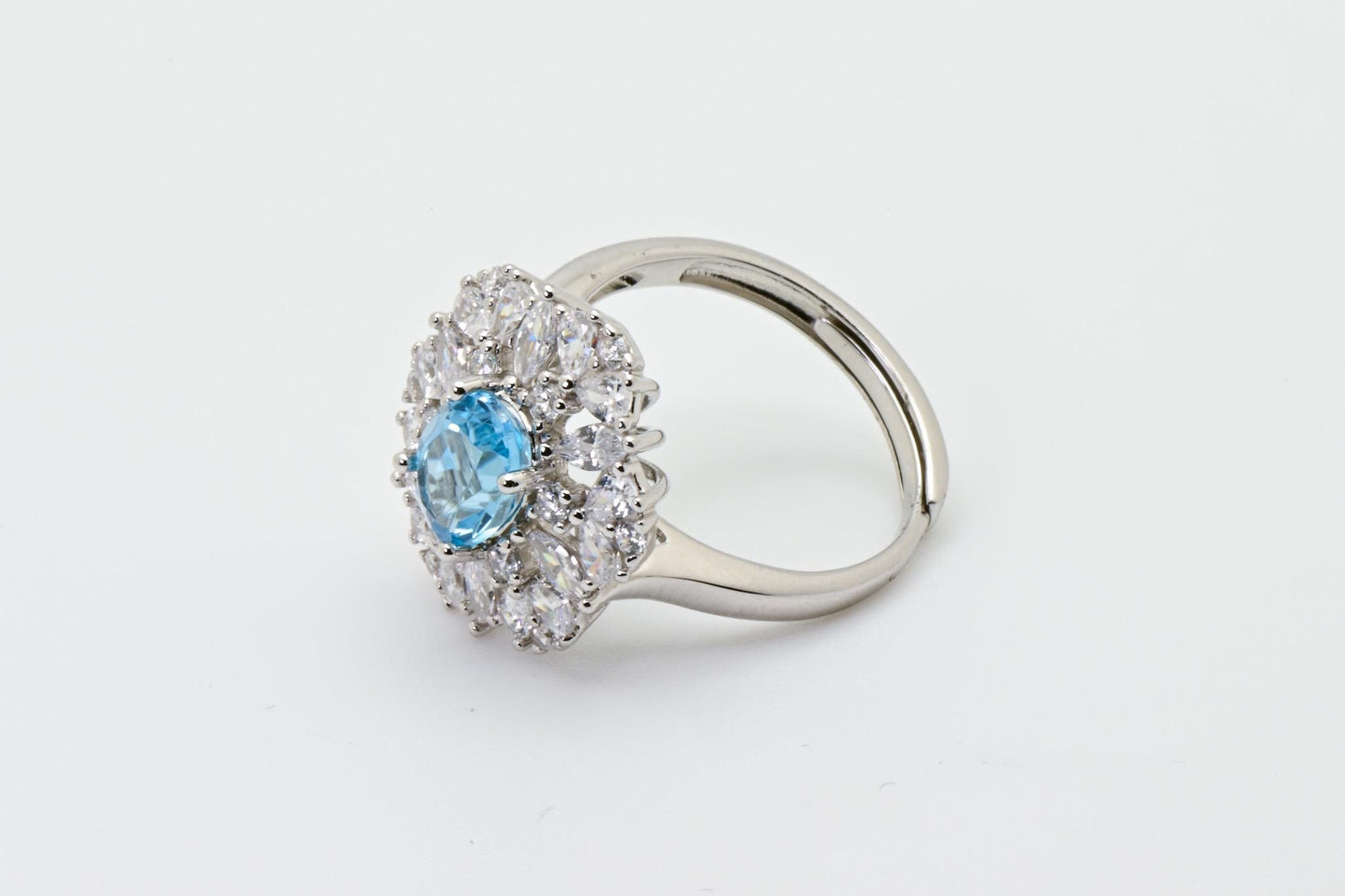 Natural Topaz Adjustable Ring, Ocean Blue Color, S925 Sterling Silver, Birthday Gift, Mother’s Day Gift, Anniversary, Christmas Gift for her