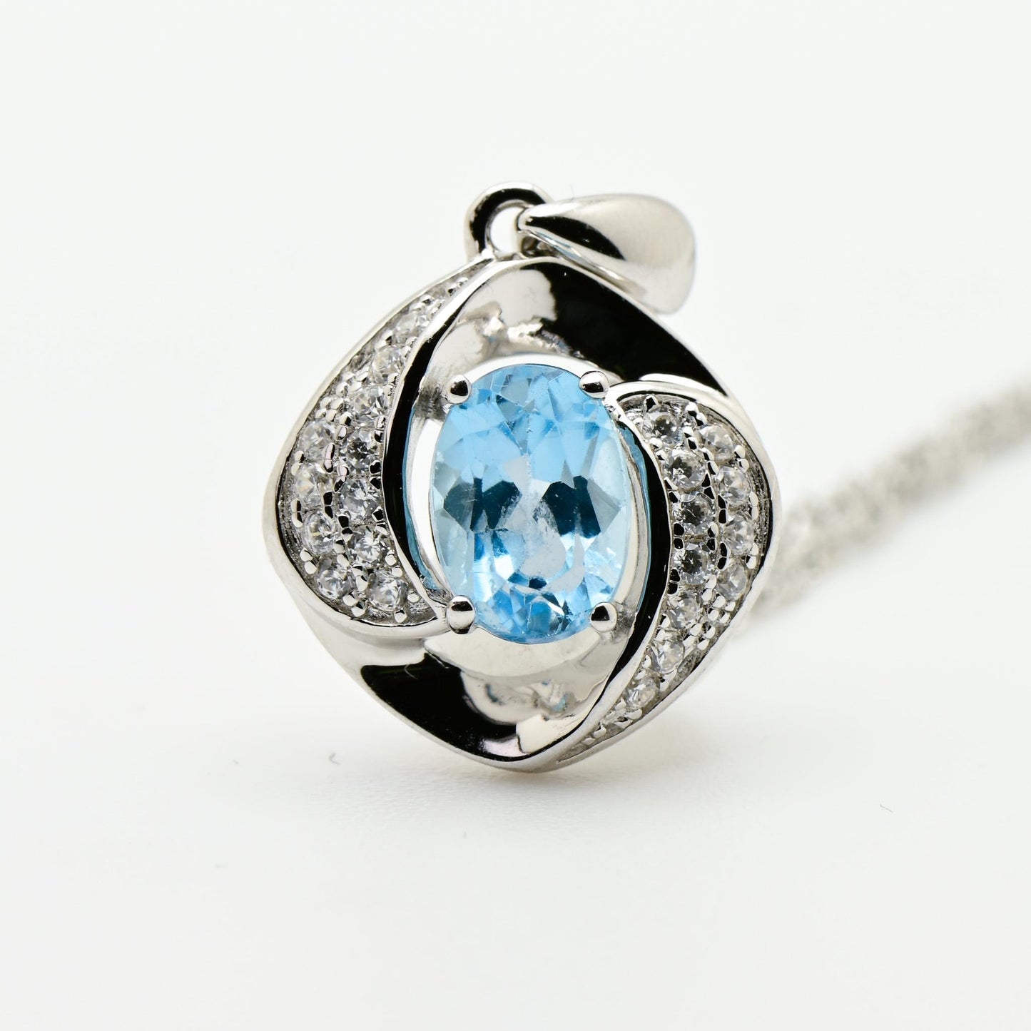 Natural Topaz Pendant, Blue Color, S925 Sterling Silver, Birthday Gift, Mother’s Day Gift, Anniversary Gift, Christmas Gift for her