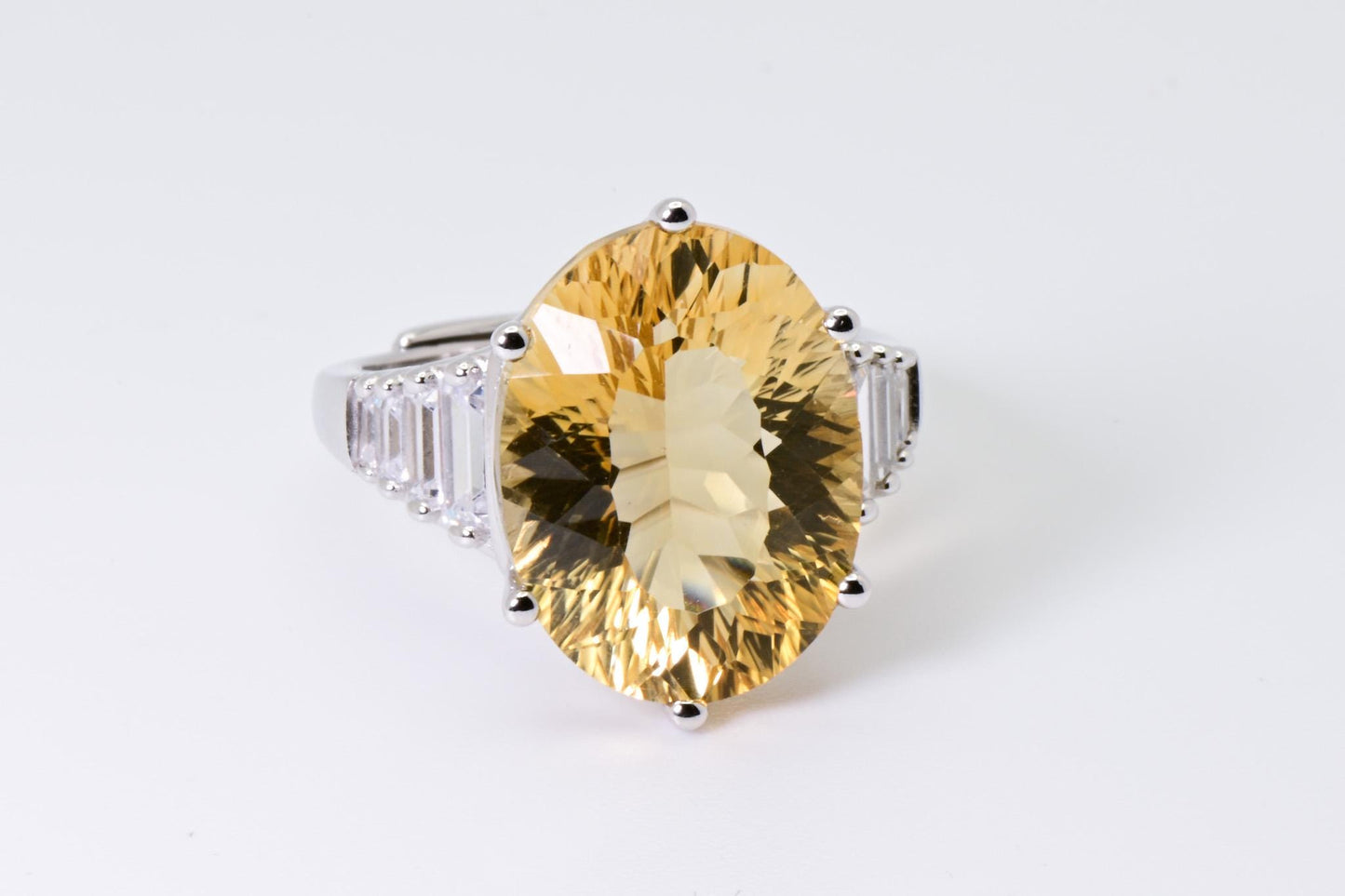 Natural Citrine Adjustable Ring, Crystal Yellow Color, S925 Sterling Silver, Birthday, Mother’s Day, Anniversary, Christmas Gift for her