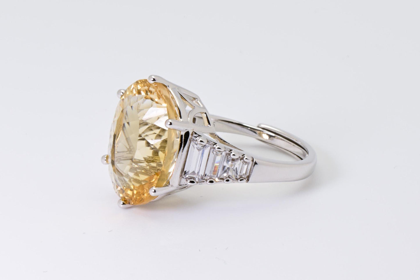Natural Citrine Adjustable Ring, Crystal Yellow Color, S925 Sterling Silver, Birthday, Mother’s Day, Anniversary, Christmas Gift for her