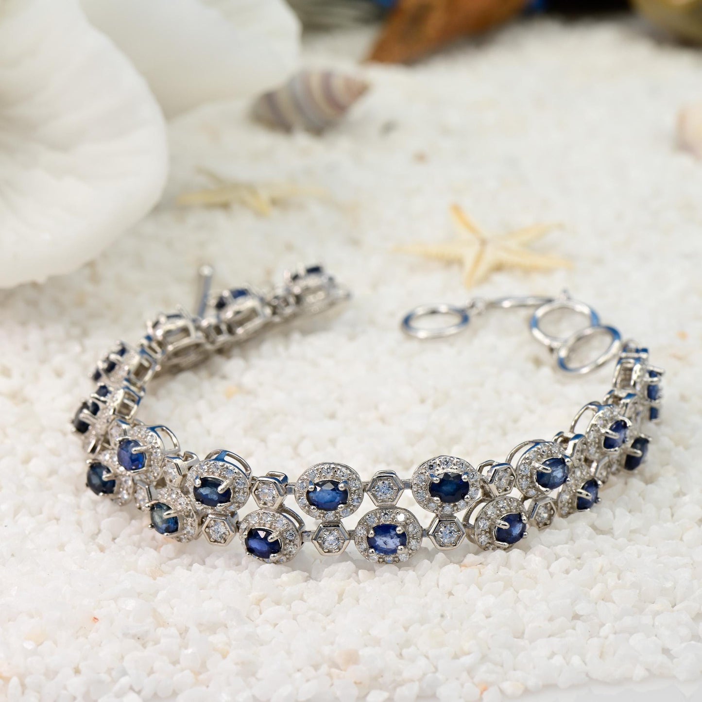 Natural Sapphire Bracelet, Blue Color, S925 Sterling Silver, Birthday Gift, Mother’s Day Gift, Anniversary Gift, Christmas Gift for her