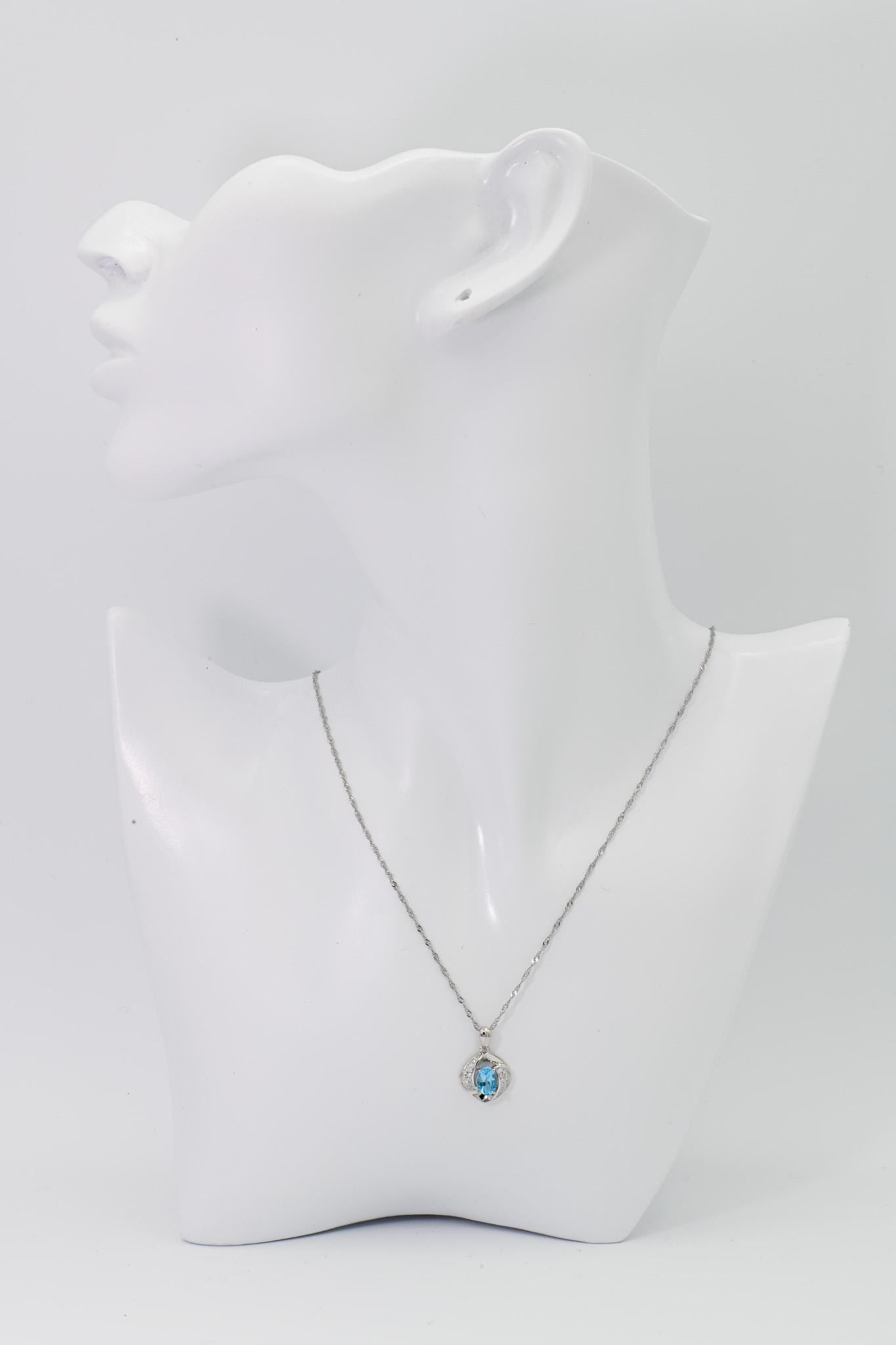 Natural Topaz Pendant, Blue Color, S925 Sterling Silver, Birthday Gift, Mother’s Day Gift, Anniversary Gift, Christmas Gift for her