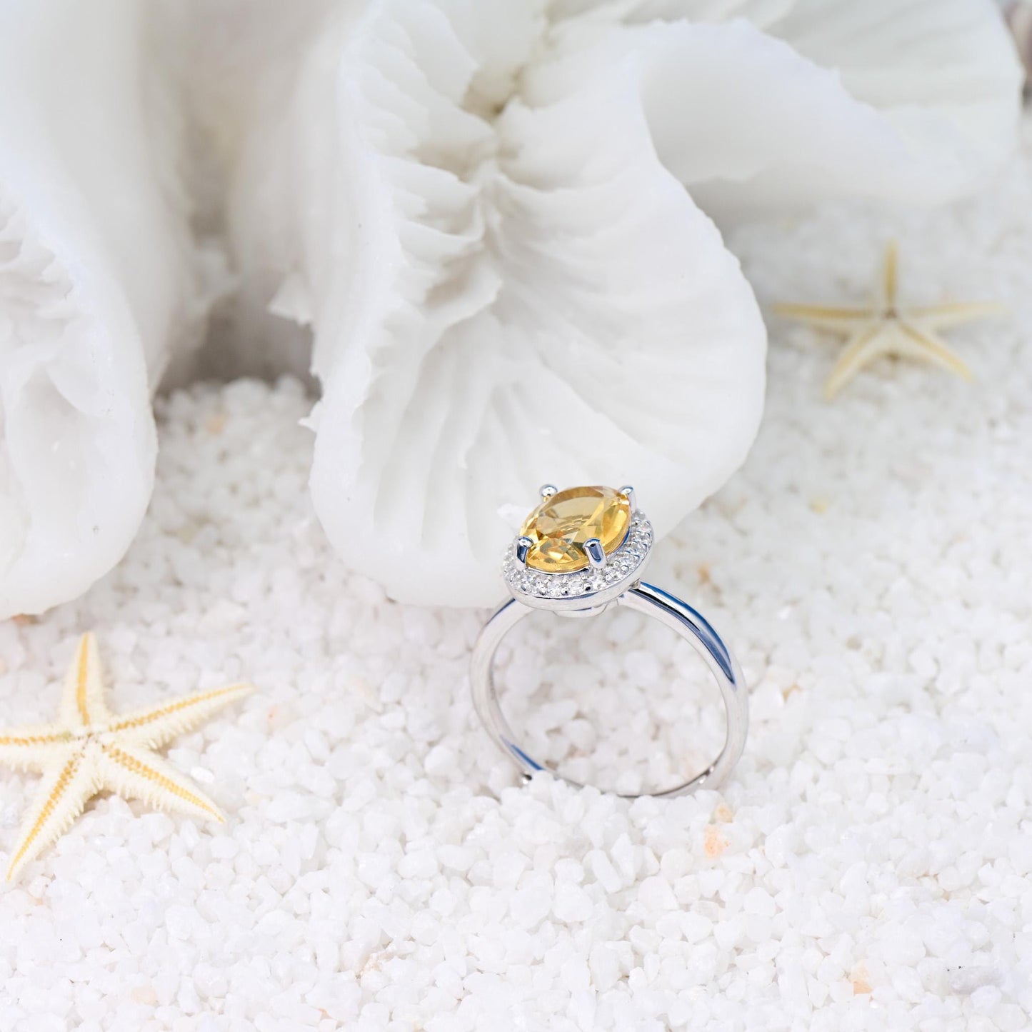 Natural Citrine, Yellow Crystal Oval Adjustable Ring, S925 Sterling Silver, 2-ct Birthday, Mother’s Day, Anniversary, Christmas Gift for her