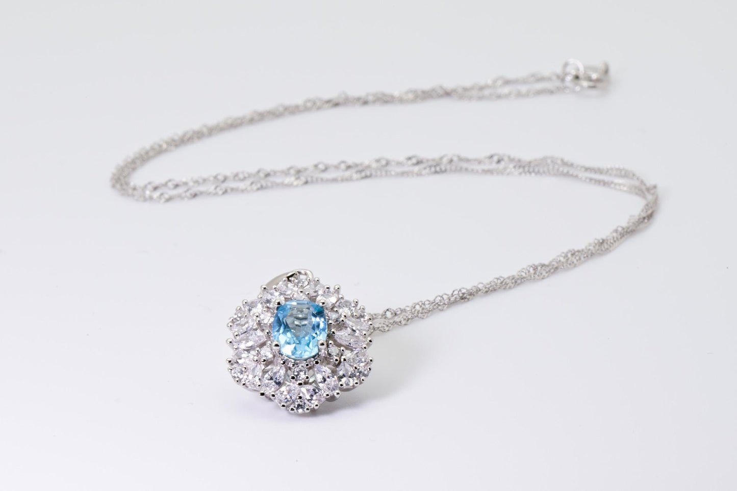 Natural Topaz Luxury Pendent, Ocean Blue Color, S925 Sterling Silver, Birthday Gift, Mother’s Day Gift, Anniversary Gift, Xmas Gift for her