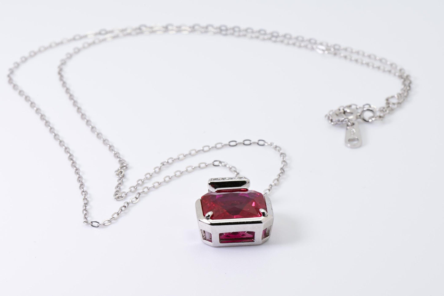 Cultured Ruby Pendant, Lab-Grown Red Color, S925 Sterling Silver, Birthday Gift, Mother’s Day Gift, Anniversary Gift, Christmas Gift for her