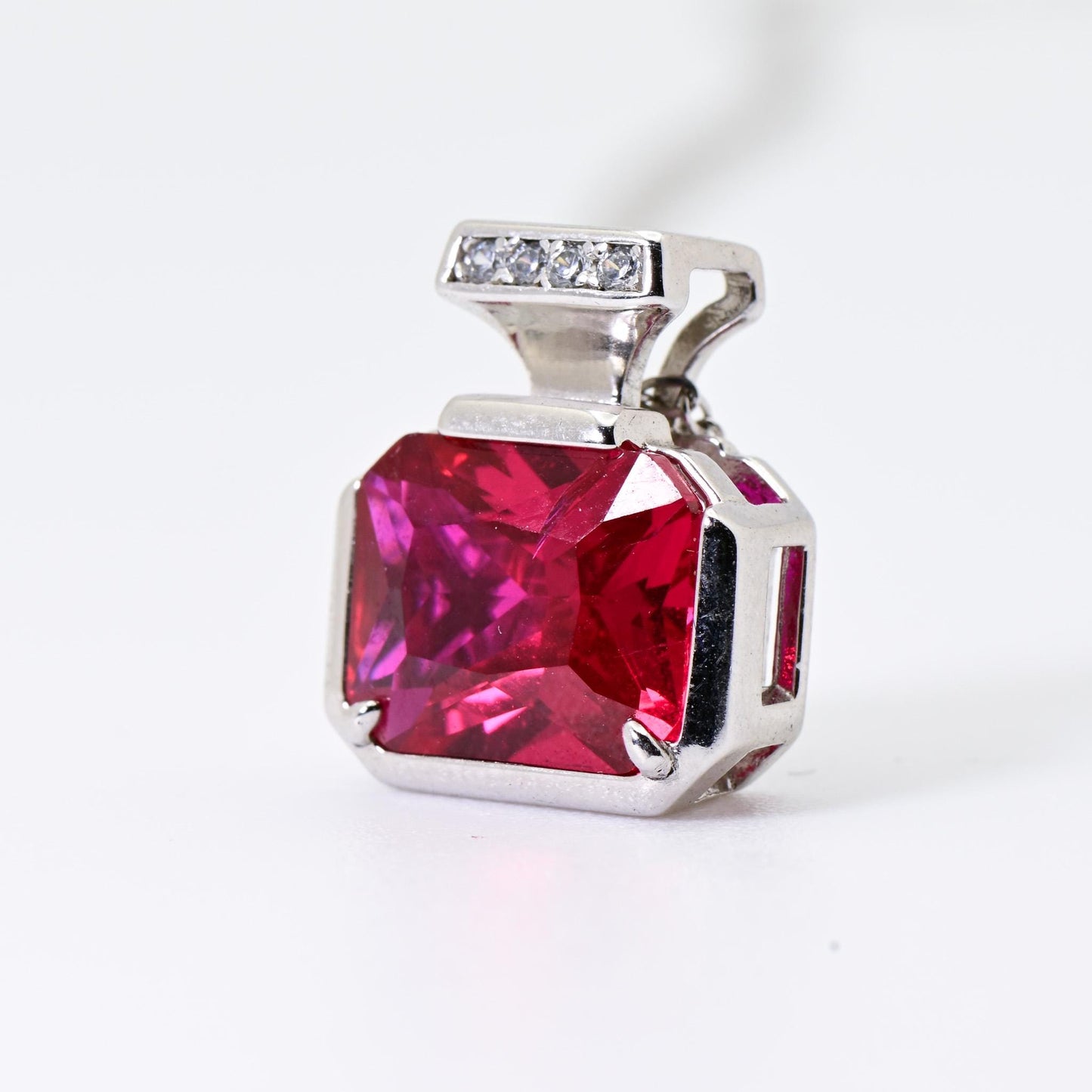 Cultured Ruby Pendant, Lab-Grown Red Color, S925 Sterling Silver, Birthday Gift, Mother’s Day Gift, Anniversary Gift, Christmas Gift for her