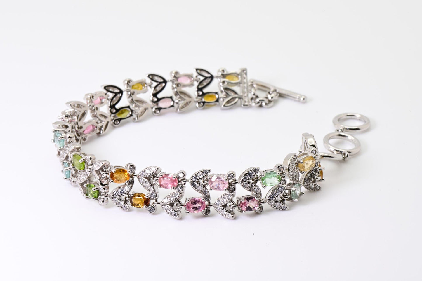 Natural Tourmaline Bracelet, Rainbow Color, S925 Sterling Silver, Birthday Gift, Mother’s Day Gift, Anniversary Gift, Christmas Gift for her