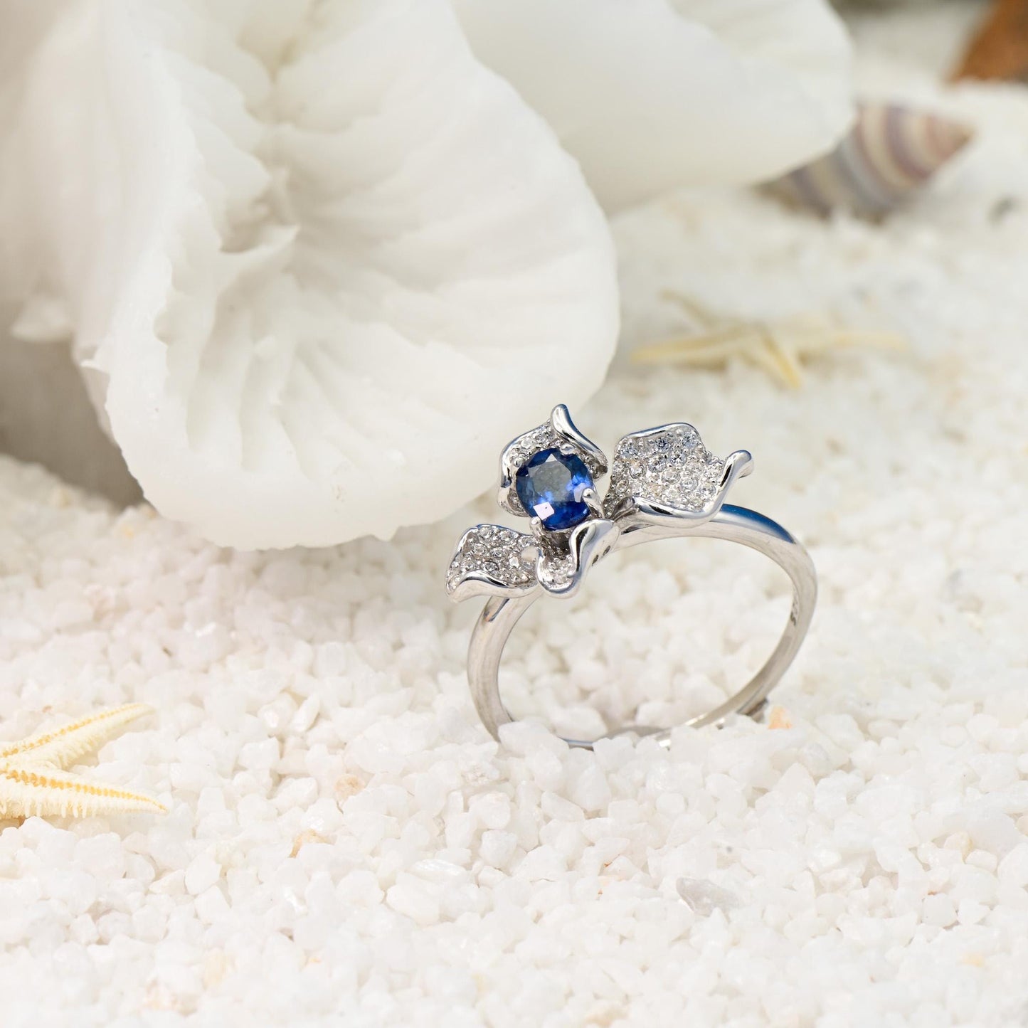 Natural Sapphire Adjustable Ring, Blue Color, S925 Sterling Silver, Birthday Gift, Mother’s Day Gift, Anniversary, Christmas Gift for her