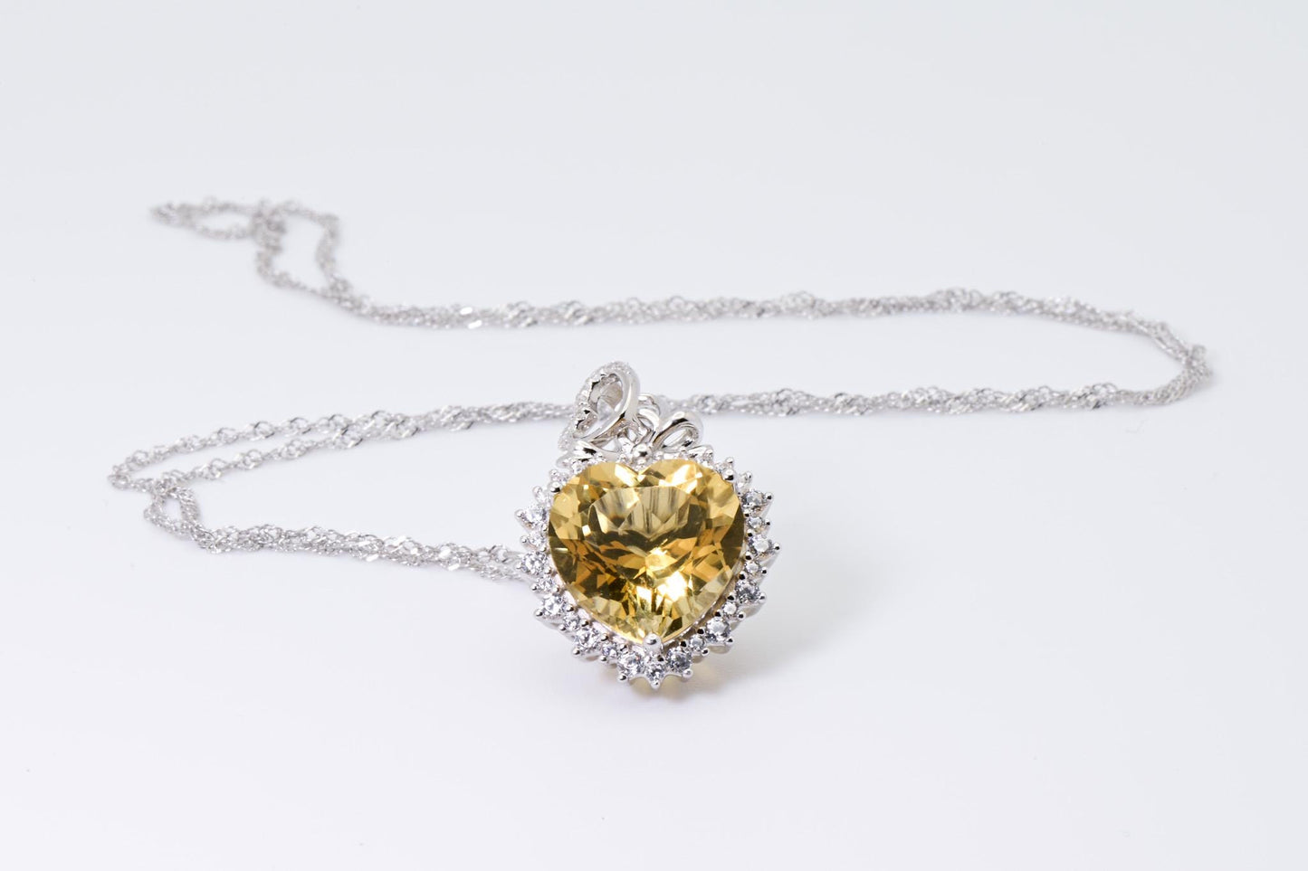 Natural Citrine, Heart Pendant, Crystal Yellow Color, S925 Sterling Silver, Birthday Gift, Mother’s Day Gift, Anniversary, Xmas Gift for her