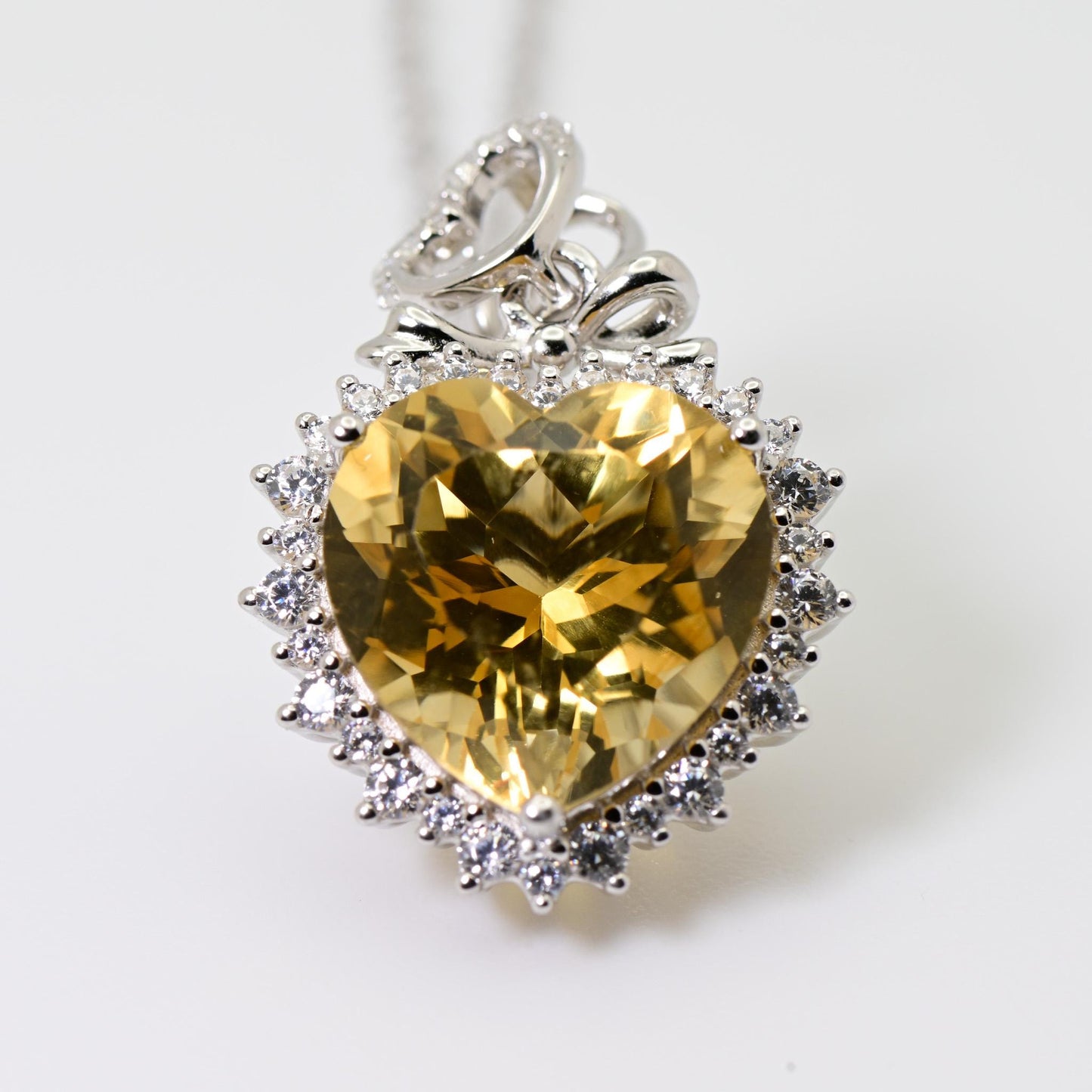 Natural Citrine, Heart Pendant, Crystal Yellow Color, S925 Sterling Silver, Birthday Gift, Mother’s Day Gift, Anniversary, Xmas Gift for her