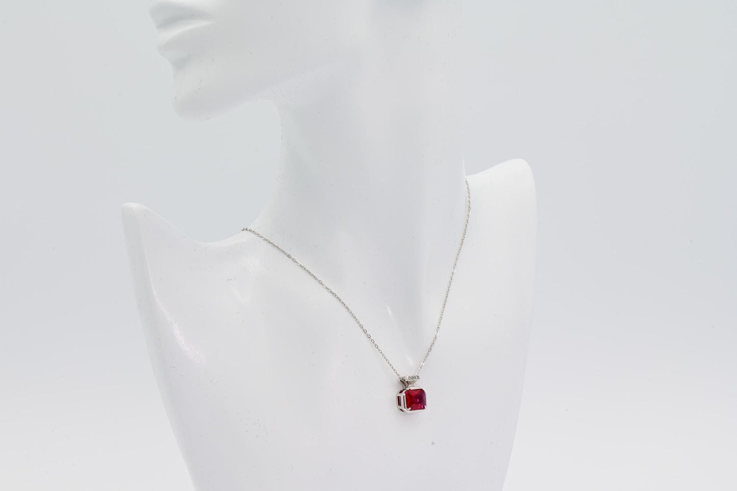 Cultured Ruby Pendant, Lab-Grown Red Color, S925 Sterling Silver, Birthday Gift, Mother’s Day Gift, Anniversary Gift, Christmas Gift for her
