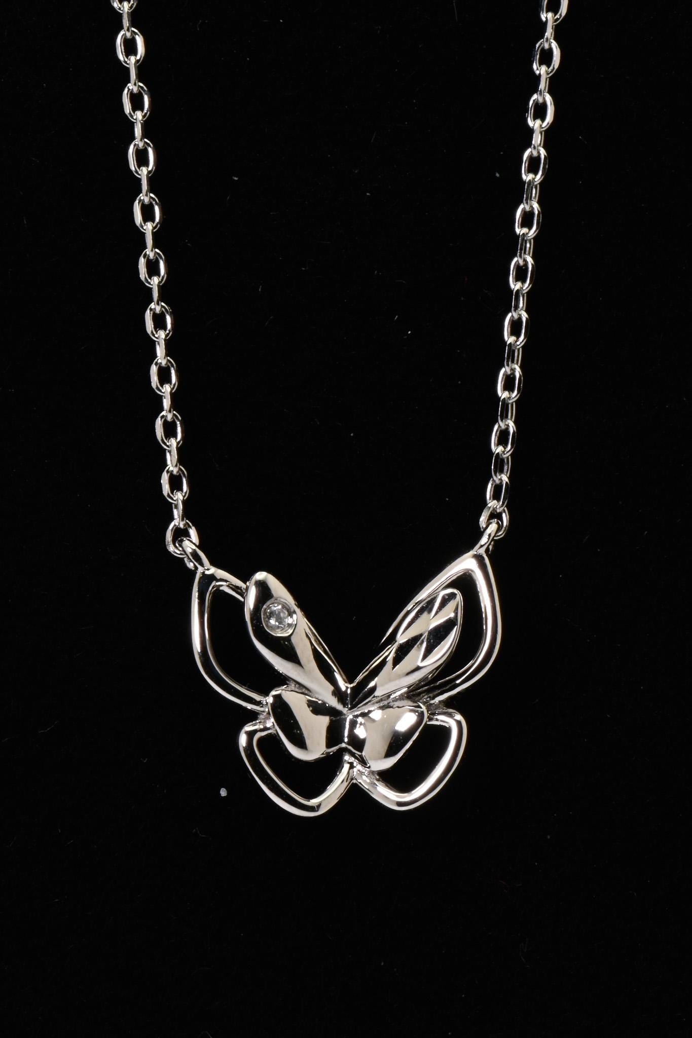 Butterfly Shadow Necklace Pendant, Diamond, Color D, VVS, 925 Silver, Birthday, Anniversary, Christmas Gift, Jewelry for Her.