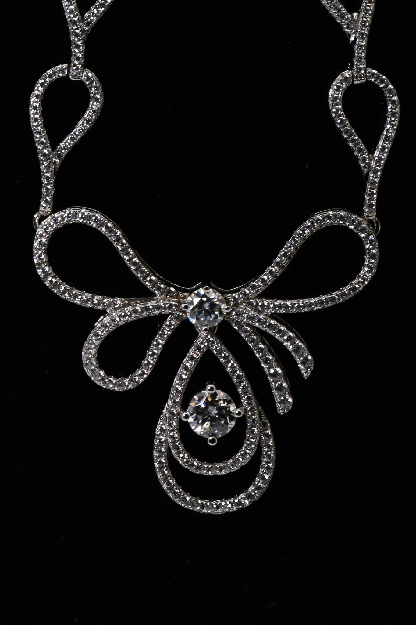 Unparalleled Elegant Butterfly, Bowknot, Wedding Engagement Moissanite Pendant Necklace, 925 Silver, Birthday, Anniversary, Christmas Gift.