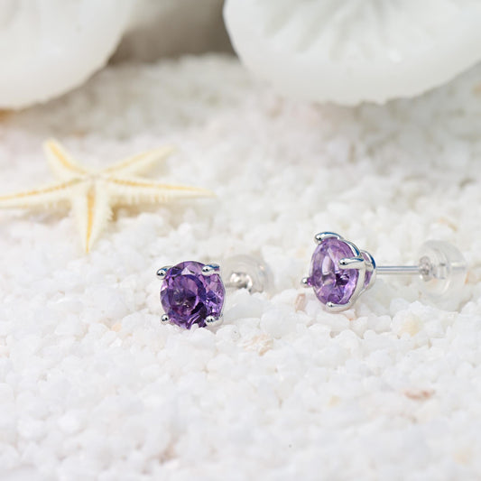 Natural Amethyst Earrings, Crystal Purple Color, S925 Sterling Silver, Birthday Gift, Mother’s Day Gift, Anniversary, Christmas Gift for her