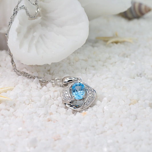 Natural Topaz Pendant, Blue Color, S925 Sterling Silver, Birthday Gift, Mother’s Day Gift, Anniversary Gift, Christmas Gift for her