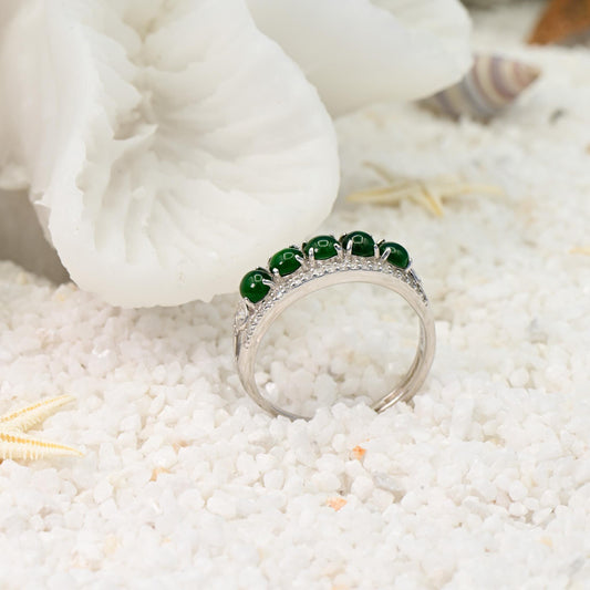 Natural Jade Adjustable Ring, Green Color, S925 Sterling Silver, Birthday Gift, Mother’s Day Gift, Anniversary Gift, Christmas Gift for her