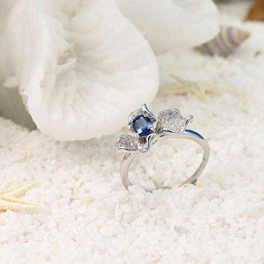 Natural Sapphire Adjustable Ring, Blue Color, S925 Sterling Silver, Birthday Gift, Mother’s Day Gift, Anniversary, Christmas Gift for her
